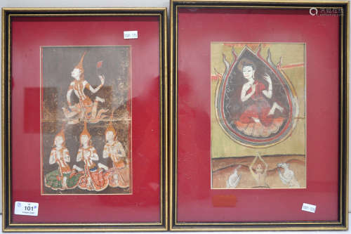 Two framed Thai paintings, 18th C. or earlier