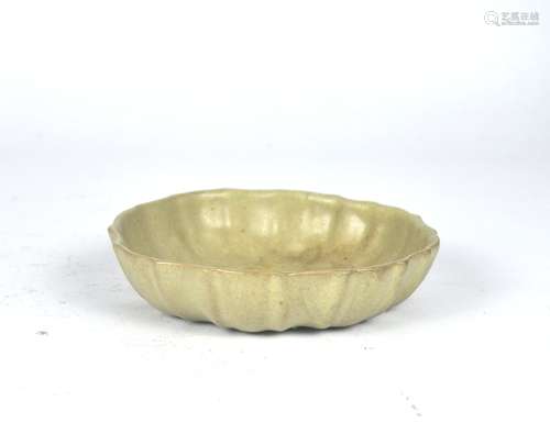 A Chinese small lobed Ru style dish, possibly Song dynasty