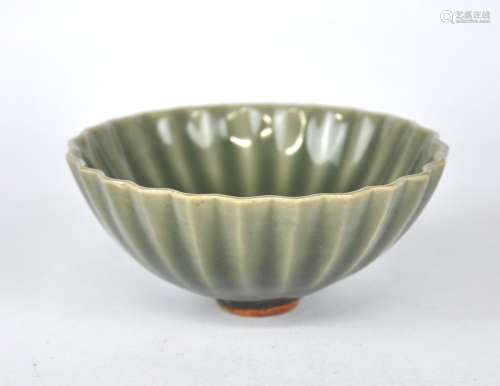 A Chinese celadon lobed bowl