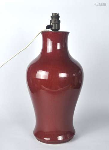 A tall Chinese Ox Blood Glazed Lamp, Qianlong period