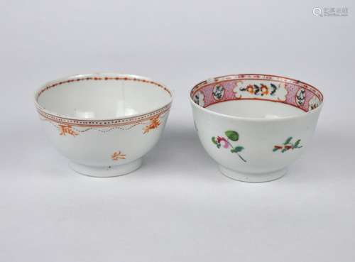 Two Chinese porcelain tea bowls painted with overglaze ename...