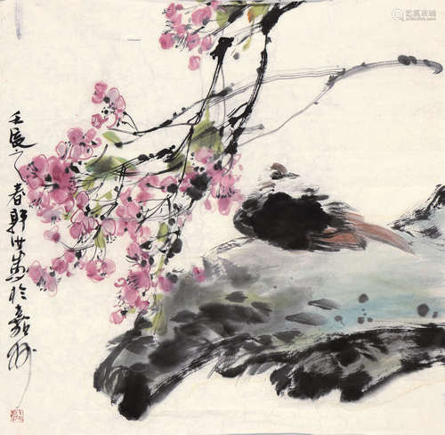 郭汝愚 花鸟 2012年作 设色纸本 镜心