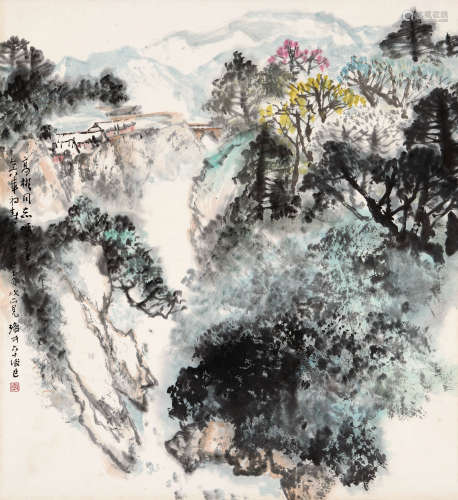 李琼久 峨眉道上 1976年作 设色纸本 镜心