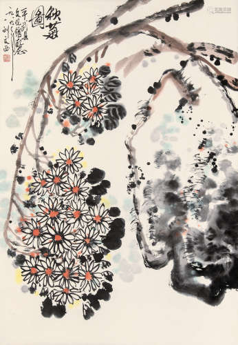 刘文西 秋菊图 1989年作 设色纸本 镜心