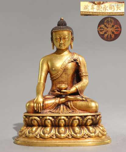 明精铸铜胎释迦牟尼佛坐像