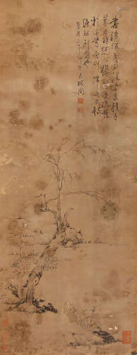 张瑞图[款] 山野枯树 纸本水墨立轴