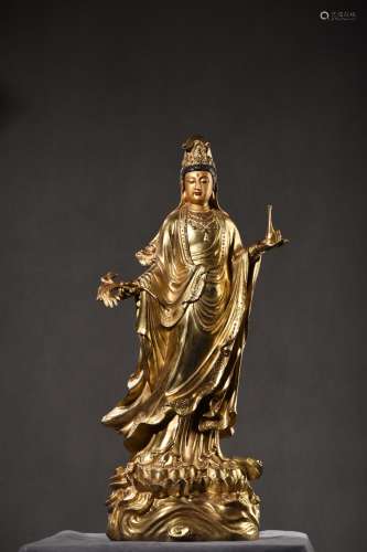 铜鎏金观音菩萨造像