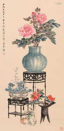 孔小瑜 （1889-1984） 清供图