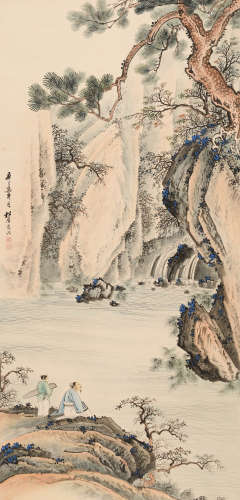 祁崑 （1901-1944） 观瀑图