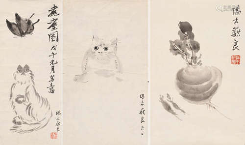 端木蕻良 （1912-1996） 杂画三帧