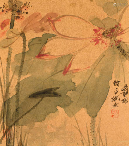 张大千(款) （1899-1983） 荷花