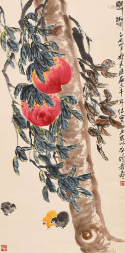 齐良迟 （1921-2003） 双寿图