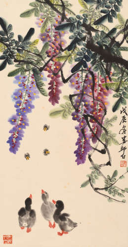 娄师白 （1918-2010） 紫藤小鸭