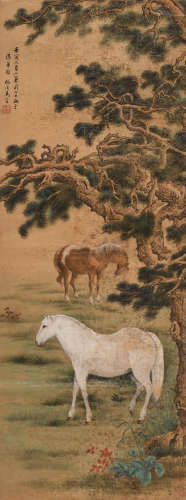 马晋 （1900-1970） 松荫双马