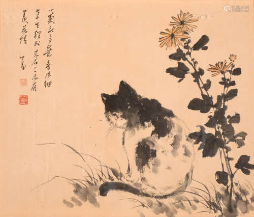 溥儒 （1896-1963） 猫菊图