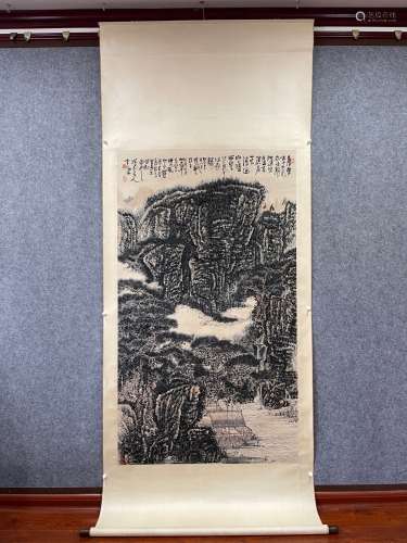 黄秋园巨幅山景图纸本立轴