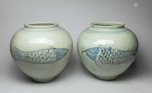 Pair Massive Korean Porcelain Jars