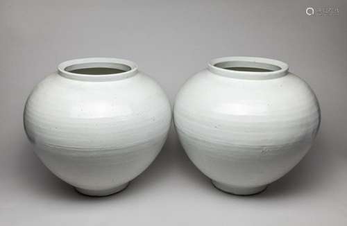 Pair Massive Korean Porcelain Jars