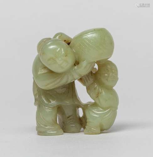 Chinese Large Jade Toggle of Boy