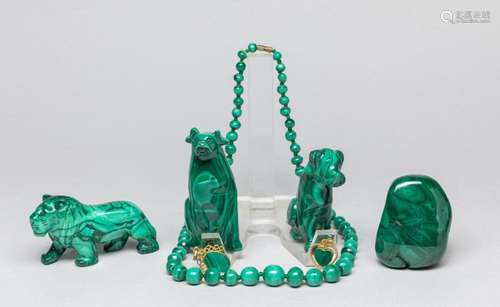 Victorian Type Malachite Sculpture & Jewelry