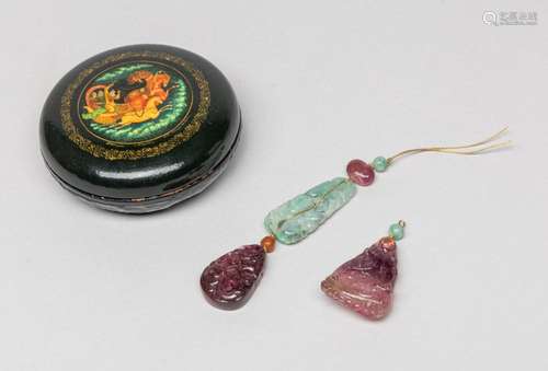 Chinese Tourmaline & Jade Toggles