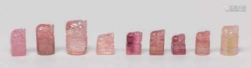 Set Chinese Tourmaline Carved Seals