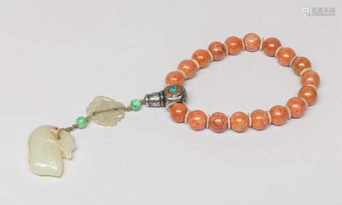 Chinese Red Jadeite Prayer Beads