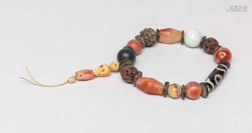 Chinese Dzi, Agate, Nut Prayer Beads