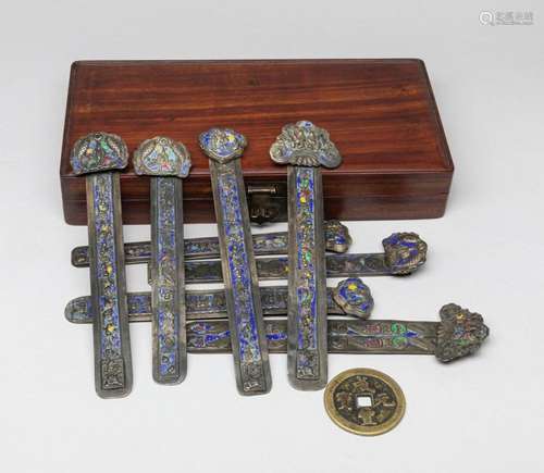 Estate Chinese Enameled Hairpins