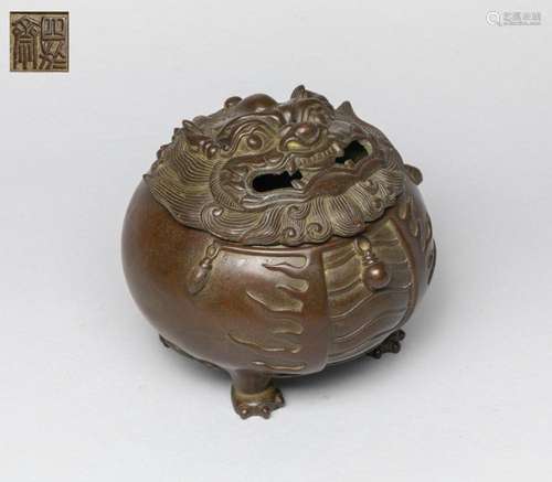 Chinese Bronze Foo Dog Censer