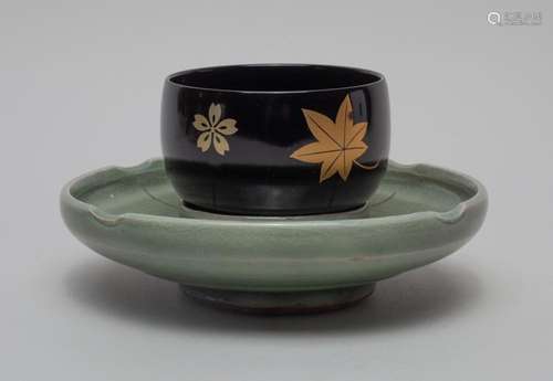 Chinese Porcelain Plate & Lacquer Cup