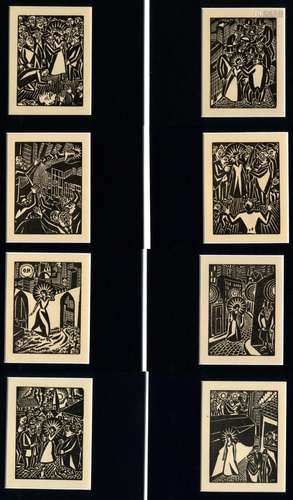 Moderne Kunst,Masereel, Frans 1889-1972 Acht kleine S/W Druc...