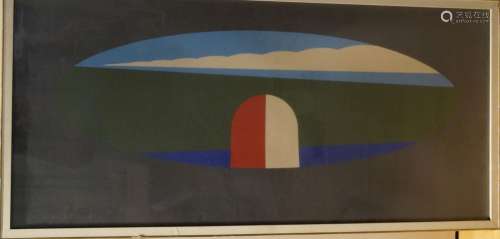 Moderne Kunst,  Zwei farbige Drucke (43,5 x 96 cm), um 1960