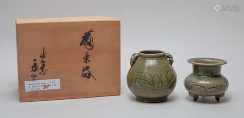 Chinese Yaozhou Porcelain Tea Jar & Censer