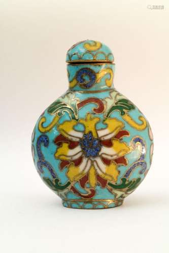 China,   Cloisonné Schnupftabakflasche (H. 6,5 cm), Qing 19....