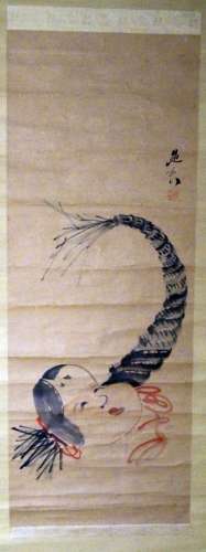 Japanische Antiquitäten,Nach Zeshin  Rollbild (99 x 37 cm)