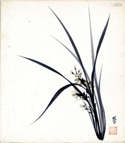 Japanische Antiquitäten,  Orchideen (27,5 x 24 cm), Tusche u...