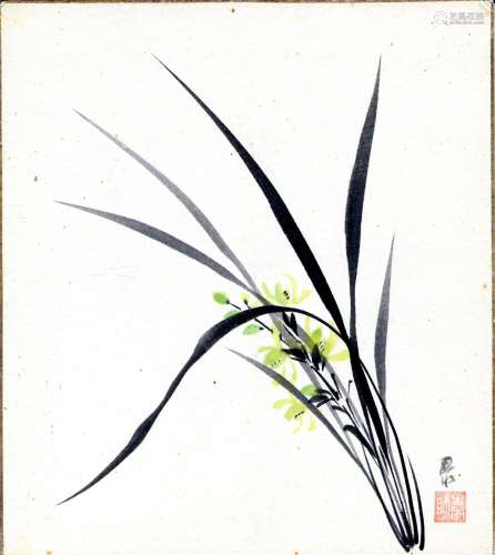 Japanische Antiquitäten,  Orchideen (27 x 24 cm), Tusche und...