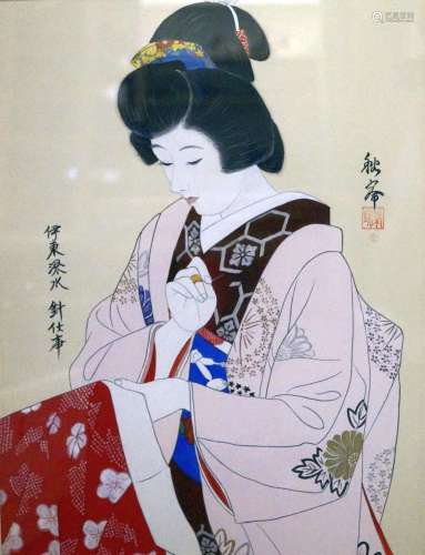 Japanische Antiquitäten,  Gemälde, Motiv nach Shinsui (40,3 ...
