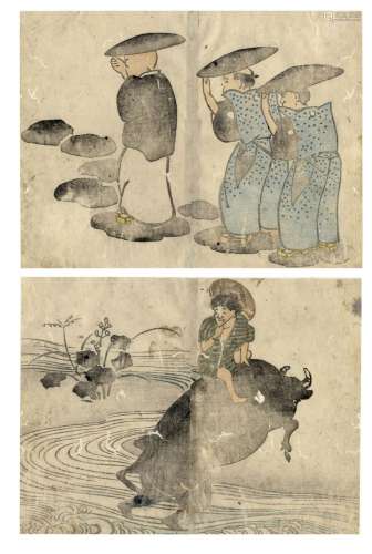 Japanische Holzschnitte,Minwa, Aikawa gest. 1821 Figuren (Zw...