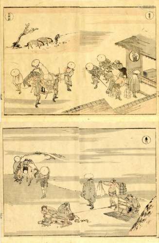Japanische Holzschnitte,Hokusai, Katsushika 1760-1849 Zwei D...