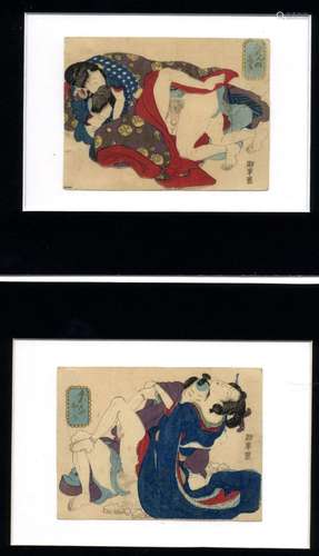 Japanische Holzschnitte,Utagawa-Schule, Edo-Zeit  Shunga (Zw...