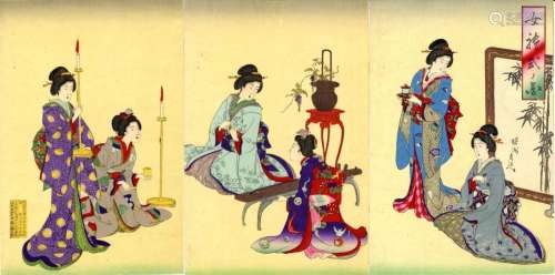 Japanische Holzschnitte,Chikanobu, Toyohara 1735-1814 Bijing...