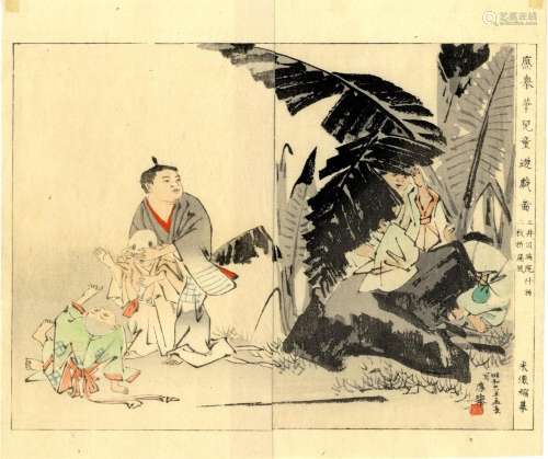 Japanische Holzschnitte,  Doppelbuchseite, 1880-90