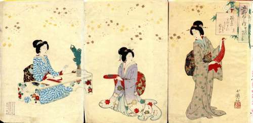 Japanische Holzschnitte,Kokunimasa, Utagawa 1874-1944 Tripty...