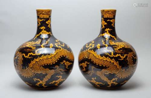 Pair Chinese Porcelain Large Vases