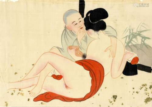 Japanische Holzschnitte,  Malerei (22 x 31,5 cm), Meiji-Show...