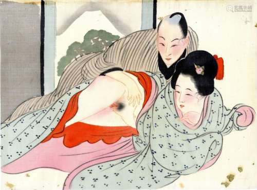 Japanische Holzschnitte,  Malerei (22 x 29,5 cm), Meiji-Show...