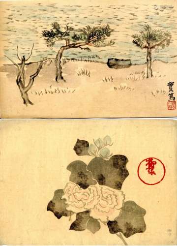 Japanische Holzschnitte,  Zwei Blätter, Meiji-Zeit
