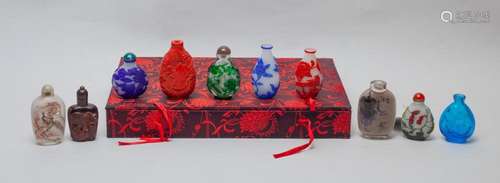 Box of Chinese Peiking Glass Snuff Bottles